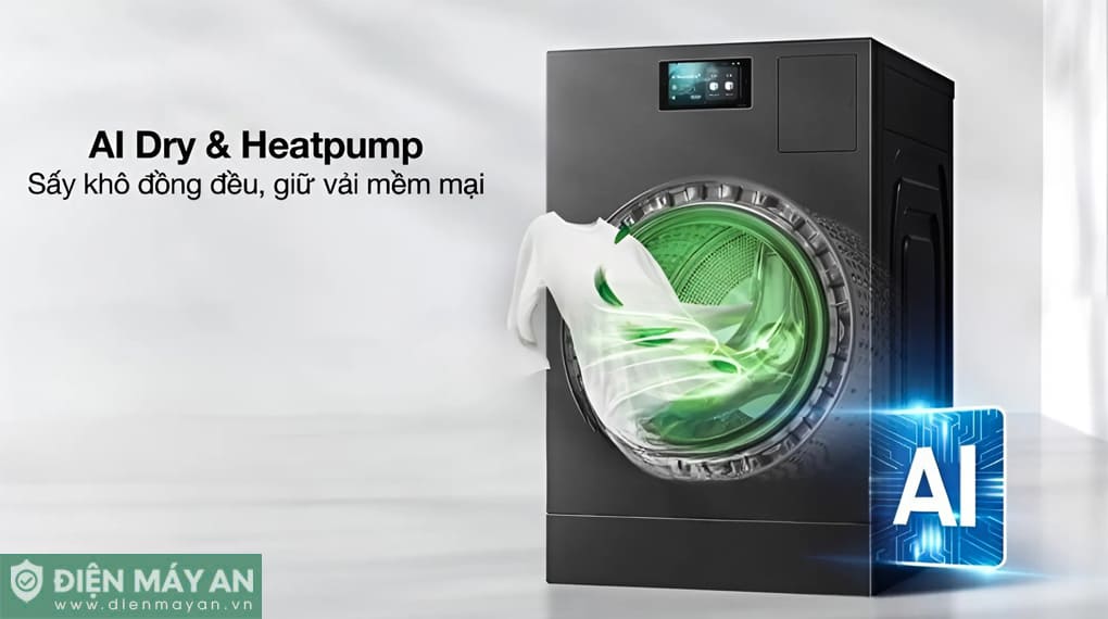Máy giặt sấy Samsung AI Combo Heatpump Inverter giặt 25 kg - sấy 15 kg WD25DB8995BZSV